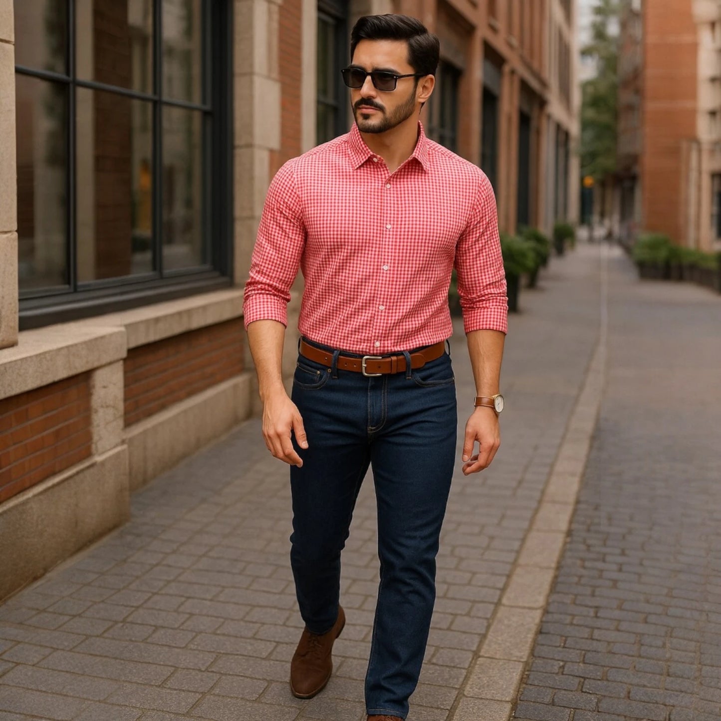 Classic Red & White Gingham Checkered Shirt