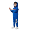 Kids blue fleece hoodie and trouser set with printed design