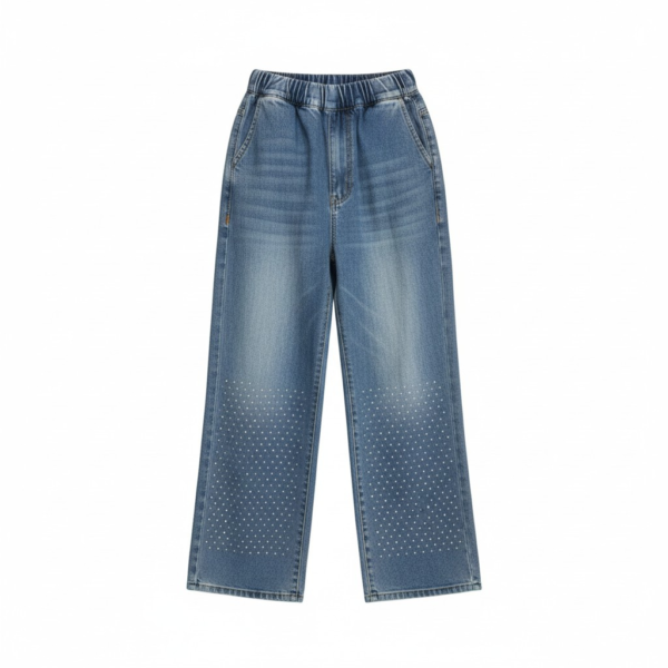 Girls red cotton top with blue denim jeans outfit