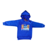 Kids blue fleece hoodie and trouser set with printed design