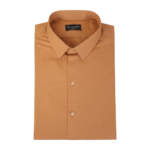 Men’s camel brown solid formal shirt folded display