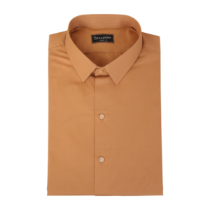 Men’s camel brown solid formal shirt folded display