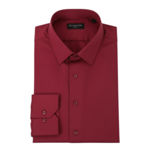 Men’s maroon formal shirt neatly folded with full sleeves
