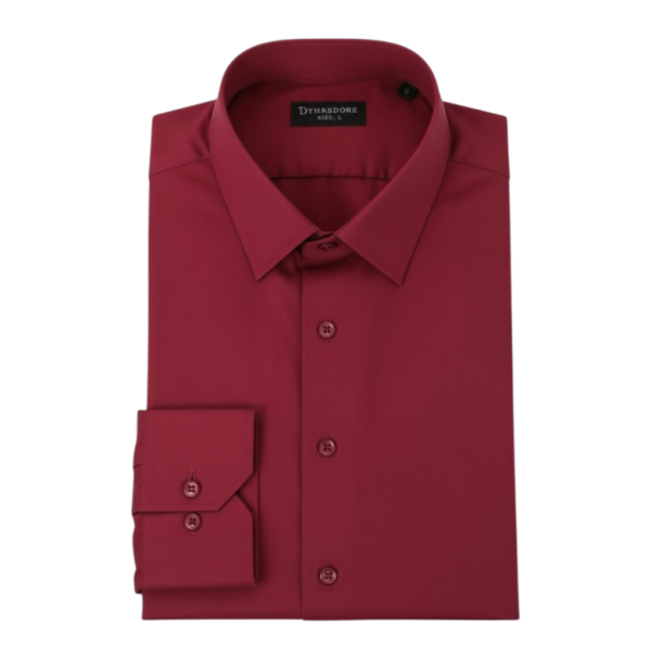 Men’s maroon formal shirt neatly folded with full sleeves