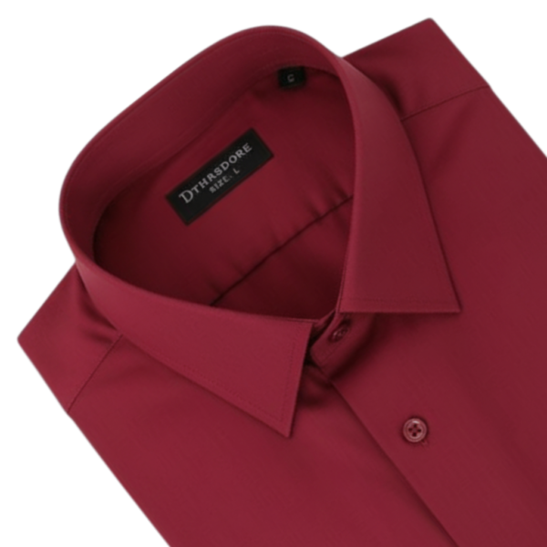 Men’s maroon formal shirt neatly folded with full sleeves