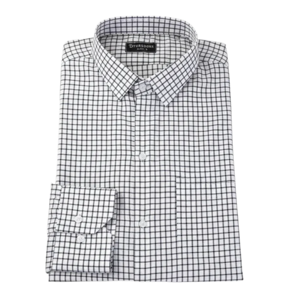Men’s White & Black Checkered Formal Shirt