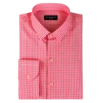 Men’s red and white checkered formal shirt folded display