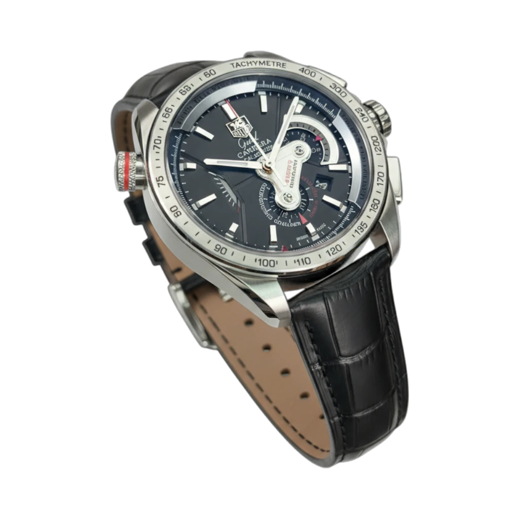 Black belt and steel dial watch